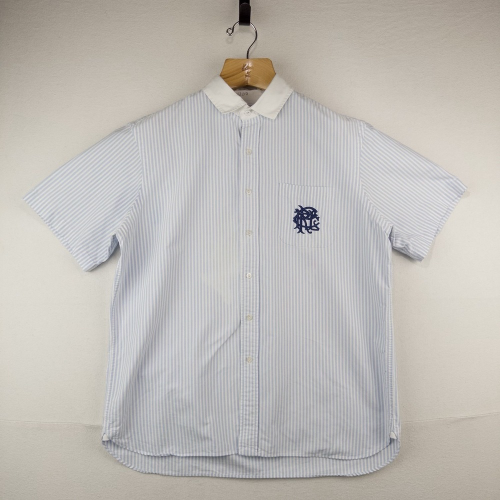 90's Vtg Polo Ralph Lauren Blue White Pinstripe Winchester Club Collar Shirt XL